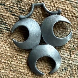 Pewter Silver Triple Crescent Moon Pendant from Witch’s Estate Sale